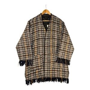 NWT Women’s Paparazzi Plaid Tweed Cardigan with Fringe Details Size XL